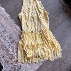 Yellow Athletic Sleeveless Ruffle Dress